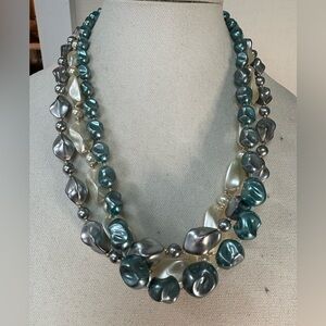 Three vintage smush bead necklace